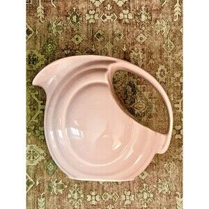 Vintage Hall China Pink Orchid Streamline Water Pitcher Disc Jug Art Deco MCM